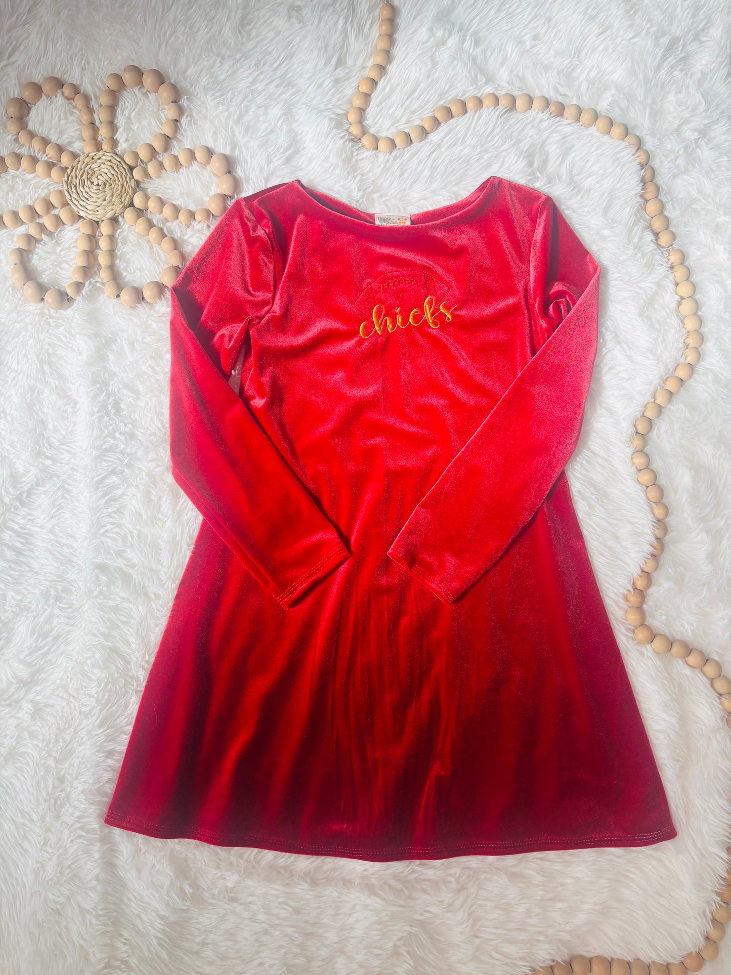 Game Day Velvet Dress – Chiefs Edition ❤️💛