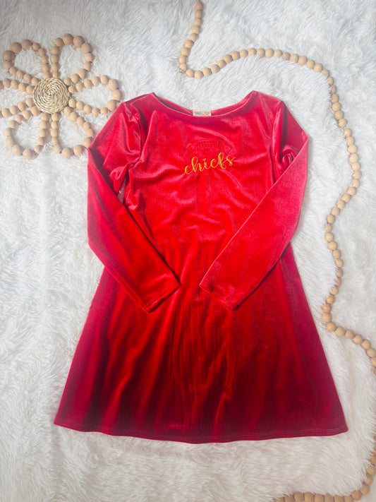 Game Day Velvet Dress – Chiefs Edition ❤️💛